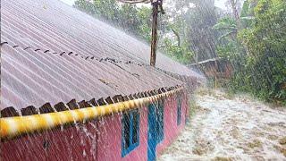 Super Heavy Rain and Thunderstorms in My Village | really cool, walking in heavy rain