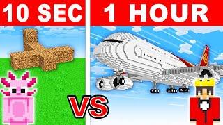 10 Seconds vs 1 Hour - Airplane Build Challenge in Minecraft