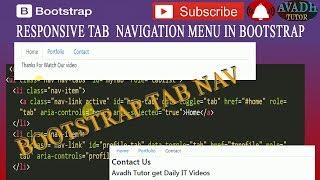 responsive tab  navigation menu in bootstrap || bootstrap 4 tutorial