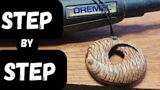 Dremel carving a wooden pendant - How to