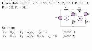 Mesh Current Analysis - 4 Examples + supermesh method