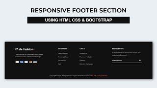 Responsive Footer Using html css and Bootstrap | Footer Design html css