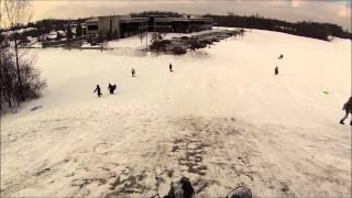 GoPro sledding with huge jump!