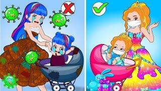 Doctor! Please Checkup For Princess Family  Rich vs Poor Baby | Hilarious Cartoon Animation