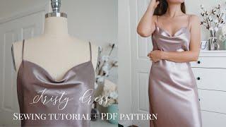 DIY cowl neck silk dress | Kristy dress sewing tutorial | + printable PDF pattern