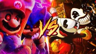 BENDY & CUPHEAD VS. SONIC.EXE & DARK MARIO RAP | BATALLA DE RAP | YKATO & HEX ARCANA