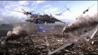 Skyline Nuke Scene with Predator Drones and B2 Stealth Bomber Fighter UAV