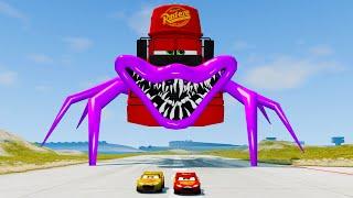 Epic Escape from Giant Mack Spider Head Eater | Lightning McQueen vs Mack | BeamNG.Drive