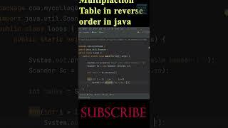 Multiplication table in java using for loop || multiplication table in reverse order in java #shorts