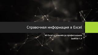 1.4. Справочная информация в Excel