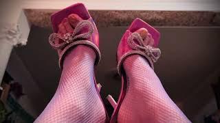 ASMR feet in fishnets in heels