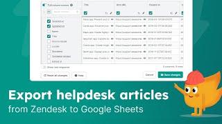 Export helpdesk articles from Zendesk to Google Sheets