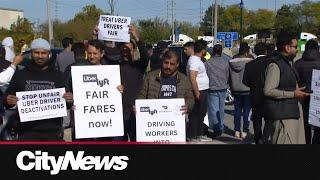 Uber drivers protest at Toronto Pearson Airport