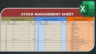 Stock Management sheet in Excel|How to maintain stock in Excel|Creating simple stock sheet in Excel