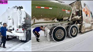 Hauling Army Diesel tanker in Blizzard Storm Yukon Territory |