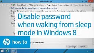 Disabling the Password Requirement When Resuming From Sleep Mode - Windows 8 | HP Computers | HP