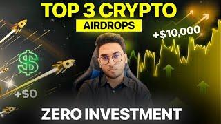 Free Crypto AIRDROPS | Top 3 Crypto Airdrops Zero Investment | #airdrop