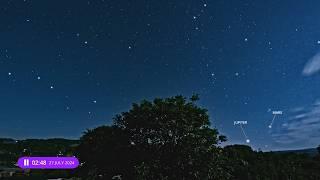 Jupiter & Mars Night Sky Time Lapse 4K - July 26, 2024