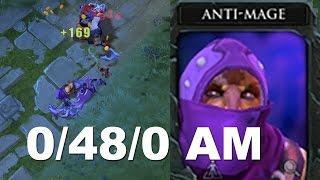 0/48/0 Tryhard Feeding 6000 MMR Anti-Mage Dota 2