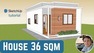 House Design 4m x 9m (36 sqm) | SketchUp Tutorials