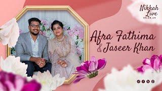 Afra Fathima & Jaseer Khan Nikah Live Streaming Part 2