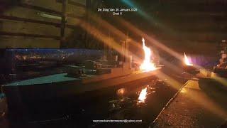 Burning Wooden Model Ship: Battleship North Dakota