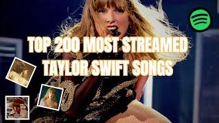 Taylor Swift Top 200 Most Streamed Songs on Spotify