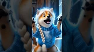 Cute dog became Elsa Frozen ‍ #dog # funny #cartoon