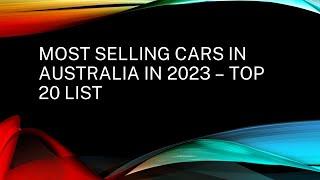 2023 Best selling cars in Australia