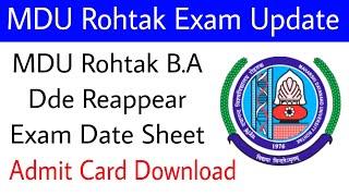 MDU Rohtak B.A Dde 3rd Year Reappear Date Sheet & Admit Card Download 2022 @YogiSmart MDU Rohtak