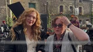 Rachelle Lefevre with Serena B. Miller on the set of Moriah's Lighthouse