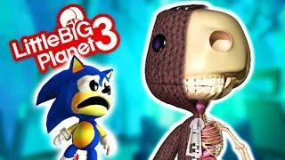 Sonic Goes Inside Sackboy - LittleBigPlanet 3 PS4 Gameplay | EpicLBPTime