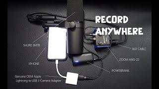 How to connect an audio interface to an Iphone (AMS-22 and Shure SM7B)