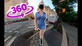 [VR 360] Sunset cute girl Central Park NYC walking | 3D VIRTUAL REALITY