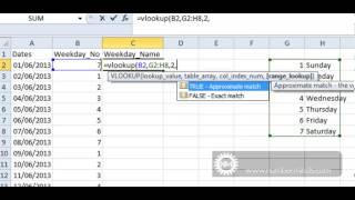 Excel 2007/2010 - working with Weekday function and VLookups