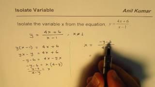 How to Isolate Variable from Rational Equations