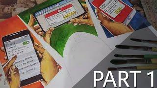 Protect Against Hacking : Online safety poster | Easy poster drawing || Colour video Part 1