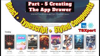 React Typescript Project | Part 5 | Creating App Drawer with @MUI | Movies/TvShows Website | API