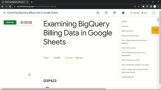 Examining BigQuery Billing Data in Google Sheets | GSP623 | Solution