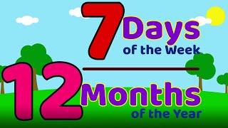 Months Of The Year ||  Days Of The Week || 12 Months & 7 Days Name || Months & Days Name For Kids