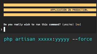 Laravel Artisan Commands with --force and Warnings