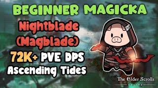 ESO Beginner Magicka Nightblade (Magblade) 72k+ PVE DPS Build Ascending Tides DLC!