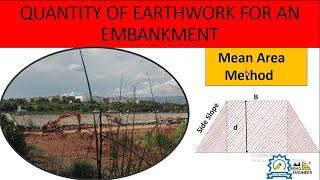 Quantity Of Earth Work by Mean Area Method for an embankment