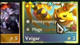 I can't believe I hit 7 Honeymancy Radiant Blue Buff Veigar 3 Star in my first game of TFT Set 12.
