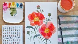 Watercolor Flowers for beginners tutorial