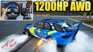 1200HP AWD Drifting Subaru Impreza Driftkhana - Assetto Corsa W/ G27 + Wheel Cam #85