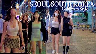 [4K] Saturday Night, Walking in Gangnam Streets - Street Fashion - Walking Tour SEOUL KOREA 2022