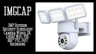 3MP Outdoor Security Floodlight Camera Wired, 2K, 2.4GHZ WiFi, PIR, 360° PTZ, 24/7 Recording