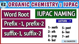 Word root, prefix-1, prefix-2, suffix-1,suffix-2 ll IUPAC naming ll organic chemistry ll