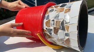 How To Make Pots From CERAMIC TILES and CEMENT